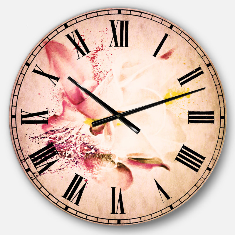 Illustration d'aquarelle rose rose - Horloge murale traditionnelle, Surdimensionné