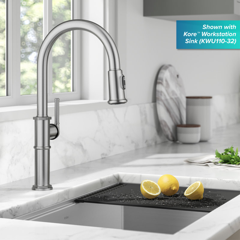KRAUS Allyn Pull-Down Single Handle Kitchen Faucet, Spot Free Stainless Steel