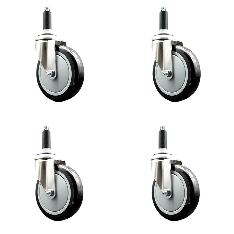 Roulettes pivotantes, Noir, H 5 po x l 5 po