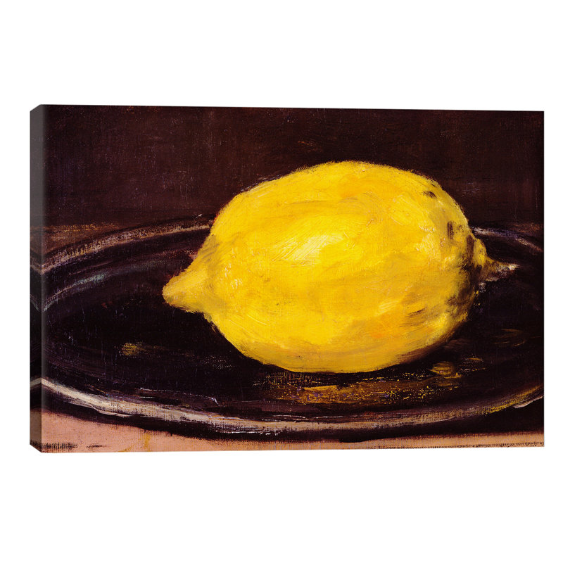 The Lemon by Edouard Manet - Painting on Canvas, 101.6 cm H x 66.04 cm W, Brown Floater Framed