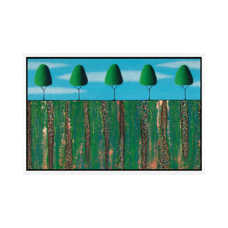 Trees Of Spring by Lisa Frances Judd - Painting on Canvas, 45.72cm H x 66.04cm W x 3.81cm D, White Floater Framed