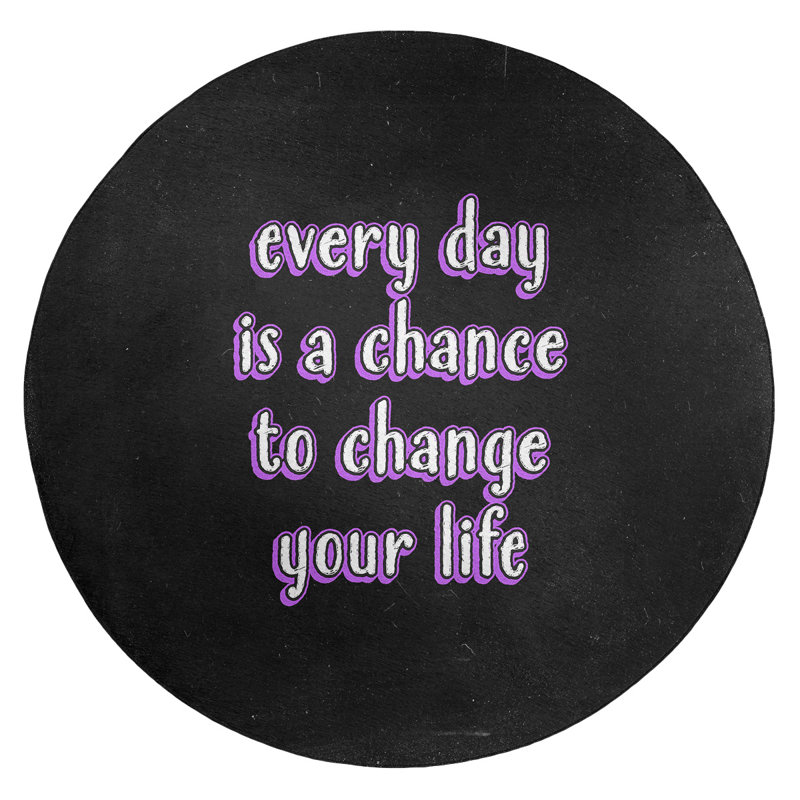 Quotes Chenille Indoor Rug, Round 5'