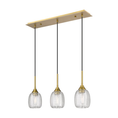 Luminaire suspendu à 3 lumières 26,5 po Geramy - fini nickel poli