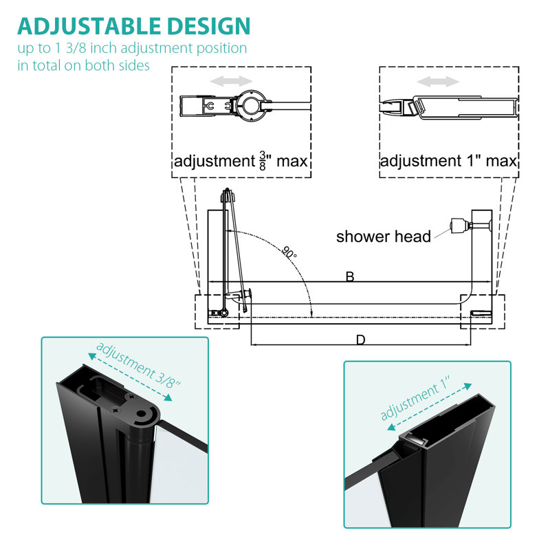 32'' W x 72'' H Matte Black Semi-Frameless Bi-Fold Shower Door