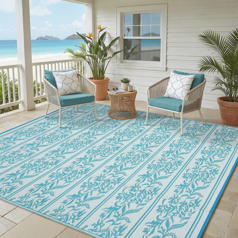 Tapis d'extérieur réversible à motif de feuilles de boho pour le camping, le pique-nique, le balcon et la terrasse