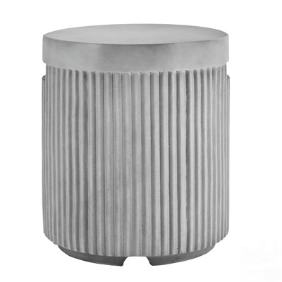 Outdoor Round Propane Tank Cover Table With Vertical Fluted Design, MGO Cylinder Hideaway For 20 Lb Gas Tank, Patio Side Table, Propane Not Included