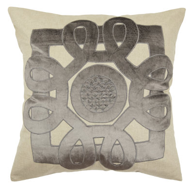 Appliqued Linen Throw Pillow