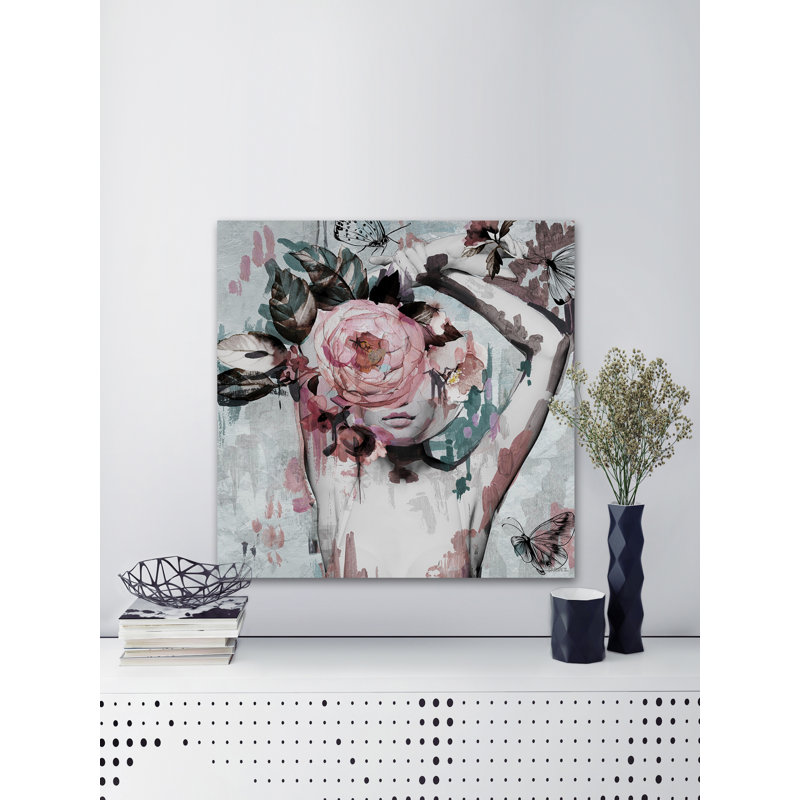 «Floral Crown Beauty II» par Parvez Taj - peinture sur toile tendue, H 18 po x l 18 po x P 1,5 po