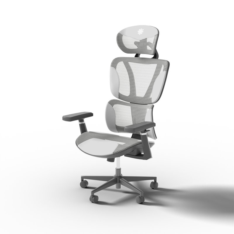 Inbox Zero Adjustable Ergonomic Swiveling PC & Racing Game Chair, Grey
