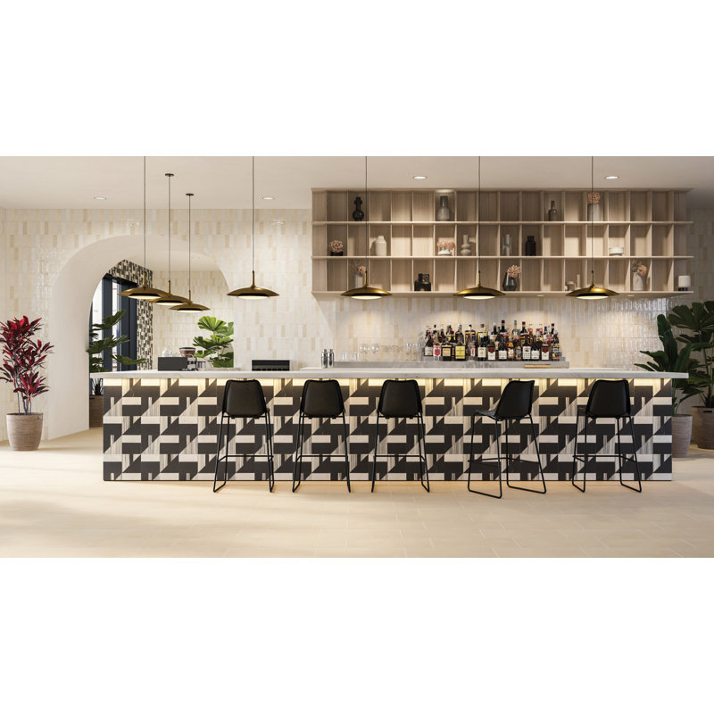 Carreau de mosaïque de marbre aléatoire Modni, Blanc oriental / Nero Marquina / Calacatta Zebrino
