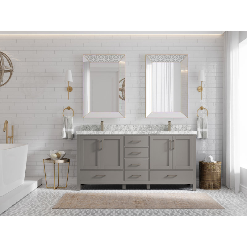 Malibu 72'' Double Bathroom Vanity with Marble Top