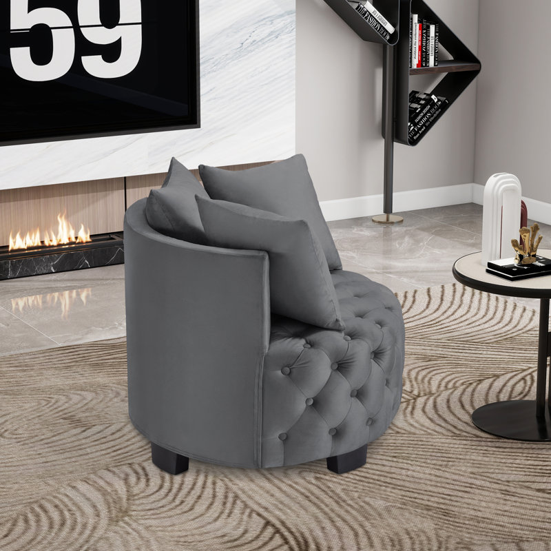Fauteuil demi-tonneau capitonné 31,23 po, Gris foncé