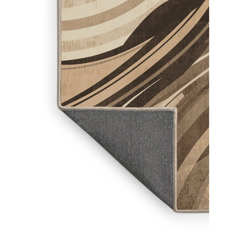 Soft Plush Dupree Geisha With Katana Posh & Luxe Arc Area Rug in Brown – Beige Binding, 7x10