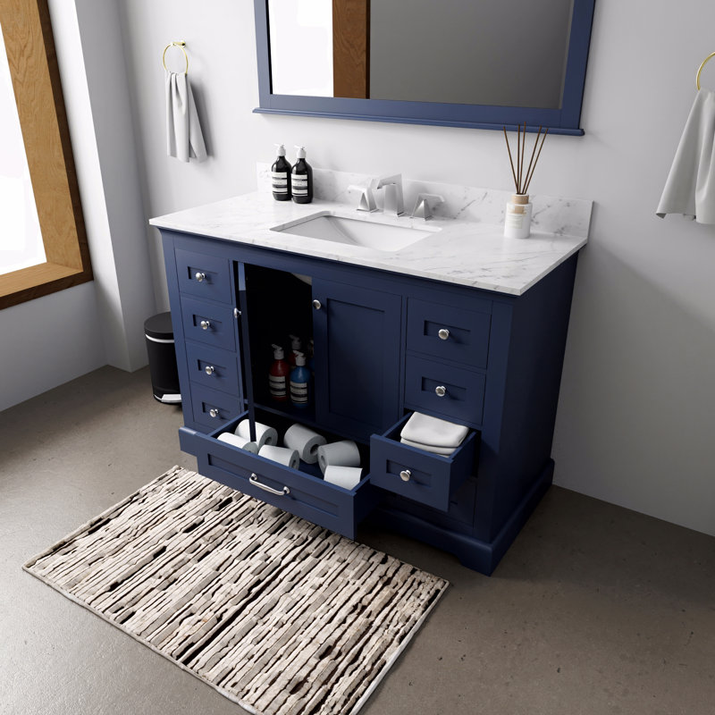 Meuble-lavabo simple 48 po X P 22 po D, plateau en marbre de Carrare