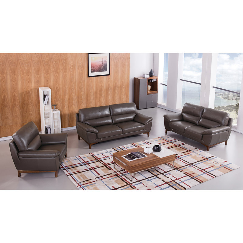 Forestport 73'' Upholstered Loveseat, Taupe Genuine Leather