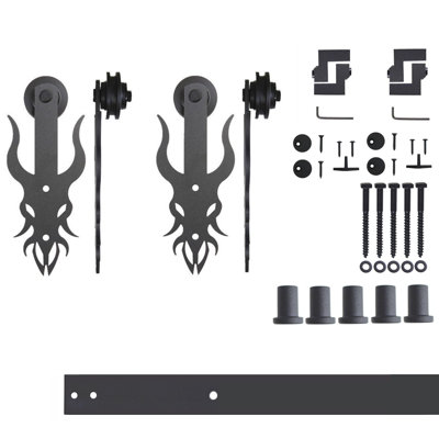 Ensemble de quincaillerie à deux portes sans dérivation à conception simple Black Rustic Imperial (porte non incluse)