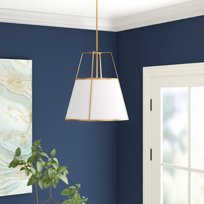 Luminaire suspendu 1 lumière Rosalyn, Or, Blanc / Doré