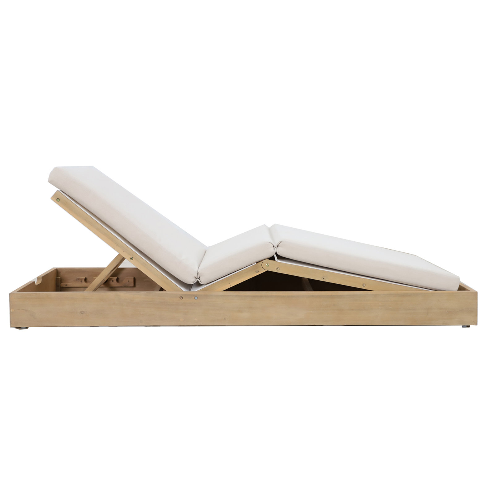 Adriatic 27'' Outdoor Acacia Chaise Lounge, Beige