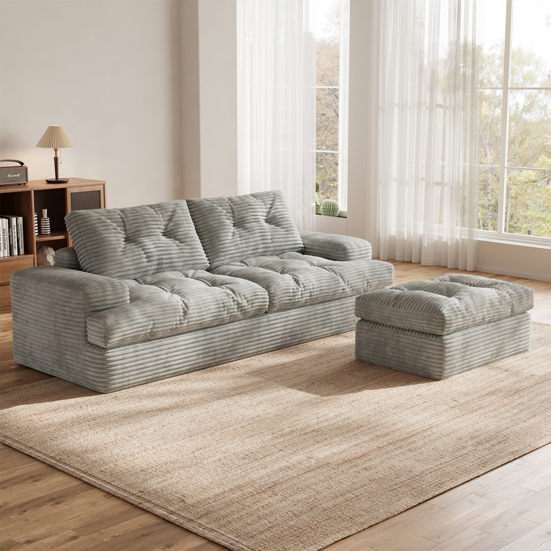 Canapé modulaire avec repose-pieds Boneless, Gris