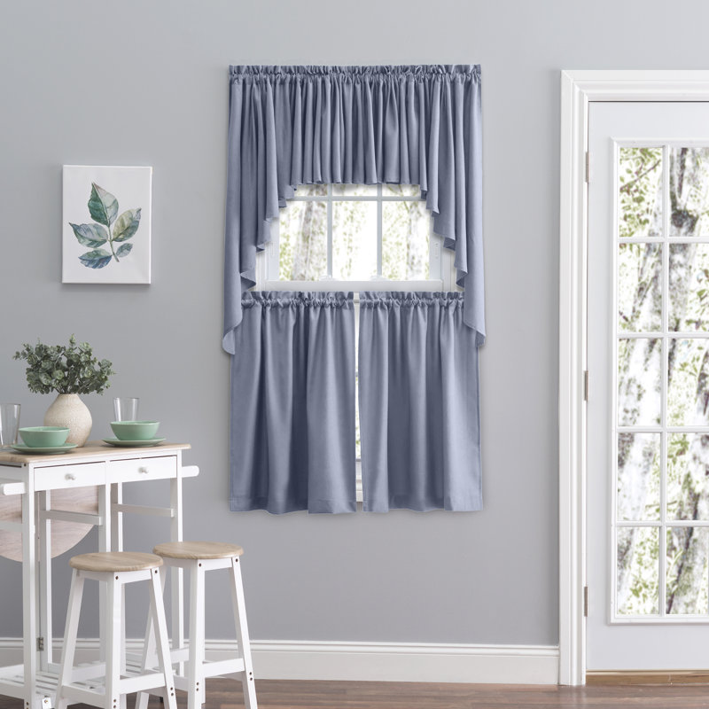 2-Piece Opaque Polyester Swag Window Valance, 62" W x 38" L, Blue
