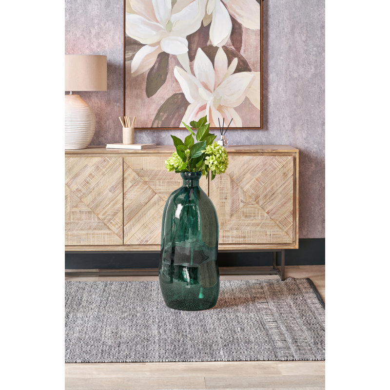 Organic Shaped Recycled Glass Tall Vase, Sea Green