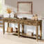 Console très longue de 71 pouces à 4 tiroirs, tables de salon avec cloison de rangement inférieure,