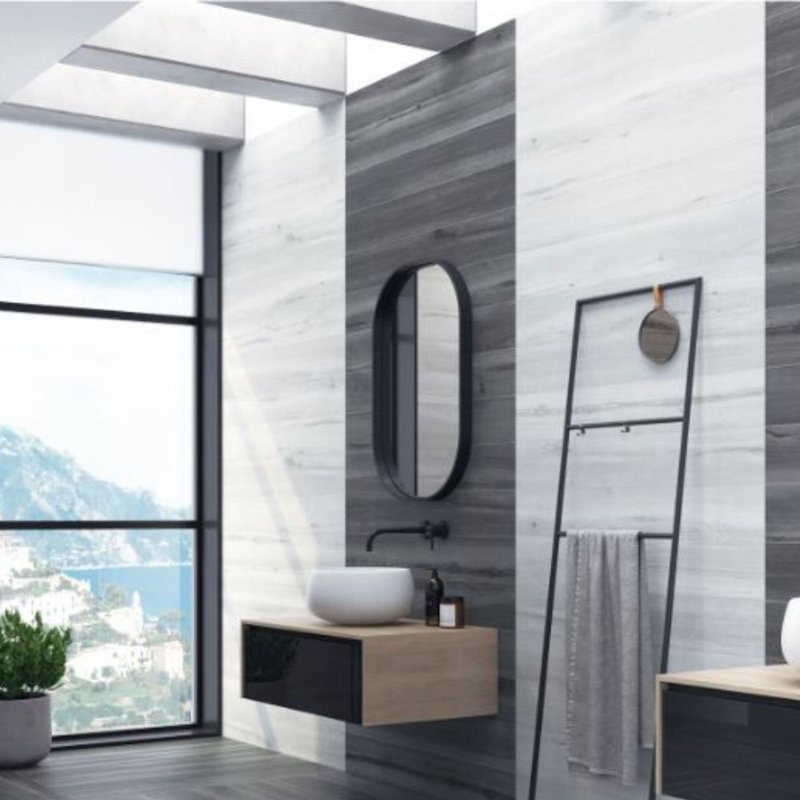 Arden 7" x 45" Porcelain Wood Look Wall & Floor Tile, Grafito