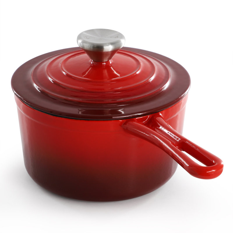 Casserole en fonte émaillée 2 pintes MegaChef en rouge dégradé, Rouge