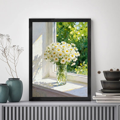 Art encadré noir, marguerites en fleurs rétro, impressions de style post-impressionnisme
