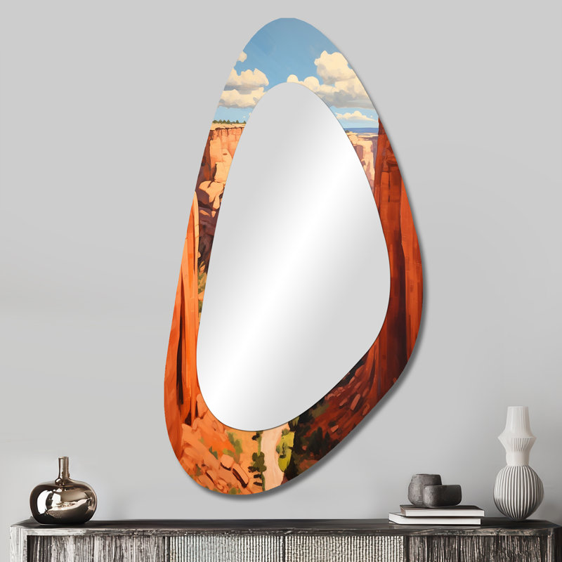 Demartino Arizona Archangel Mountain View - miroir unique de forme unique Canyon, grand miroir mural asymétrique brun, impression d'art en métal