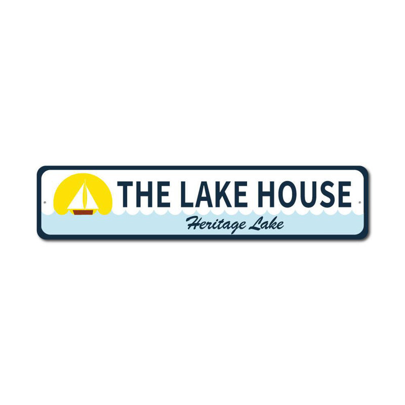 Enseigne en aluminium voilier Lake House, H 6 po x l 24 po x P 0,06 po