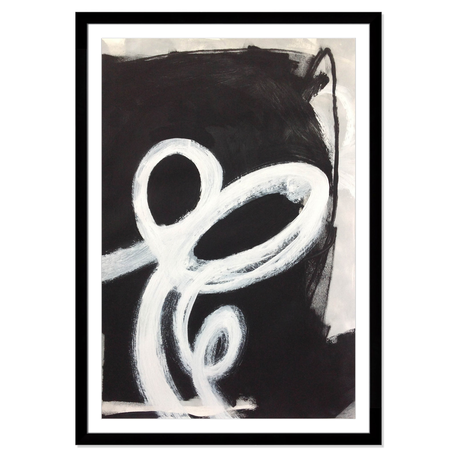 Bronte "Swirly Swirls II" Print, 55" H x 39" W x 1.25" D, Black Cube Frame Matted