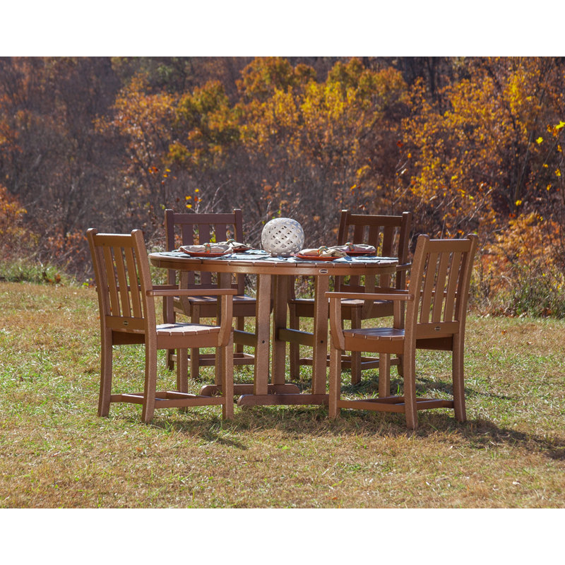 POLYWOOD Traditional Garden 5-Piece Round Farmhouse Dining Set, White