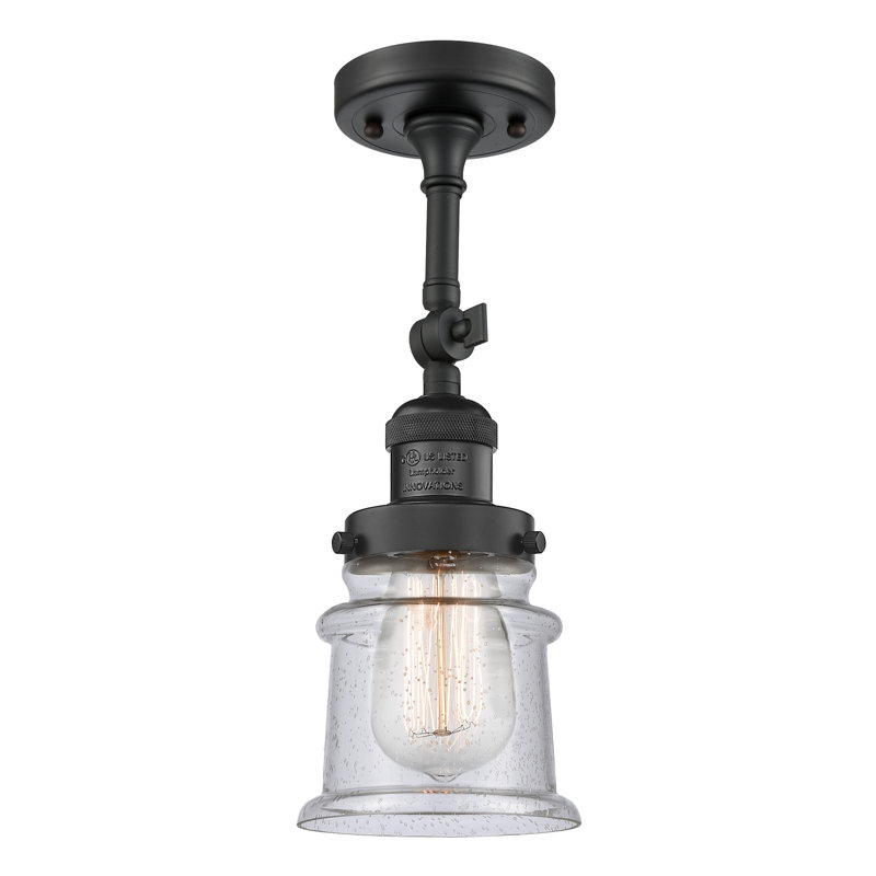 Plafonnier semi-encastré 1 lumière 6 po Alexandira, Grainé, Ampoule non incluse, Noir mat