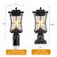 Lampadaire d'extérieur Dusk to Dawn avec adaptateur pour pilier, lanterne noire imperméable avec verre ensemencé