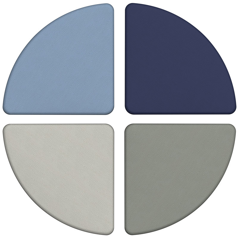 SoftScape Pie Ottoman, Navy/Powder Blue, 12" H x 18" W x 18" D