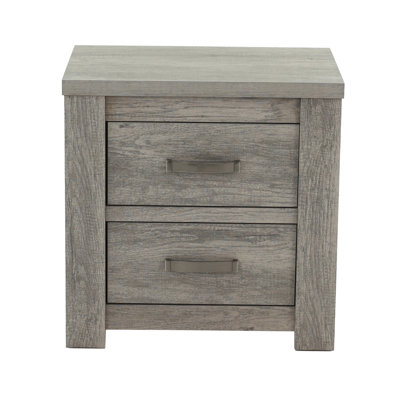 Grey Bedroom Nightstand With 2 Drawers, Rustic Solid Wood Nightstand, Furnishing