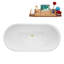 59" Streamline Soaking Freestanding Tub and Tray With Internal Drain-101675369