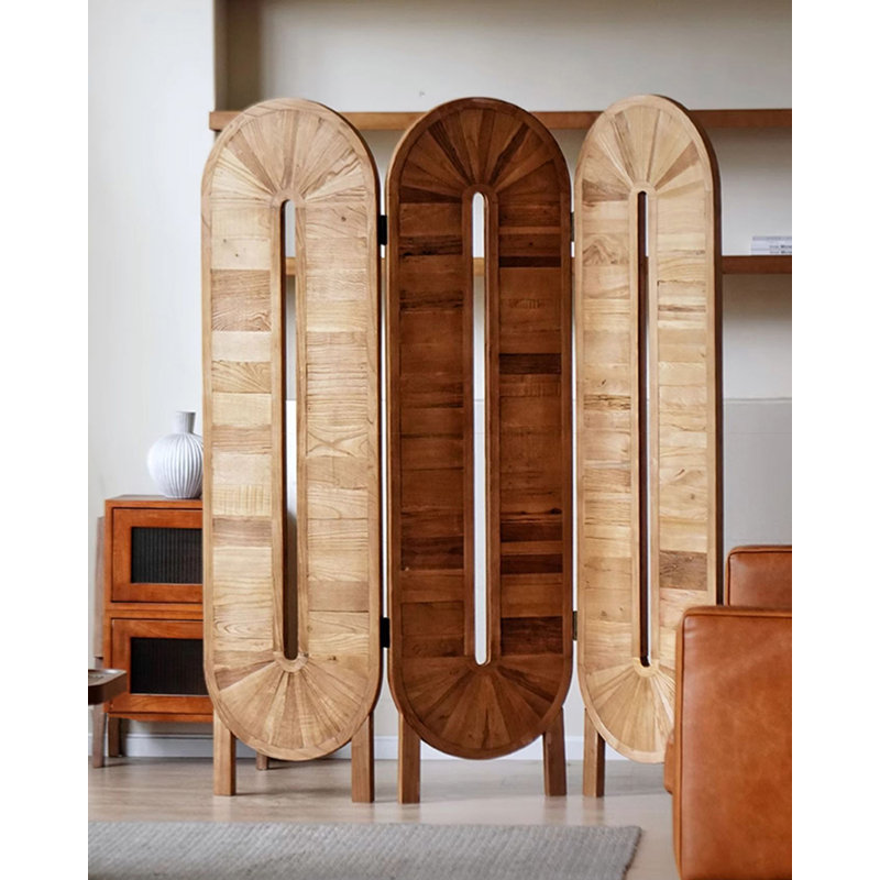 Cloison pliante ovale longue autoportante en bois creux, H 62,99 po x l 19,69 po x P 1,18 po