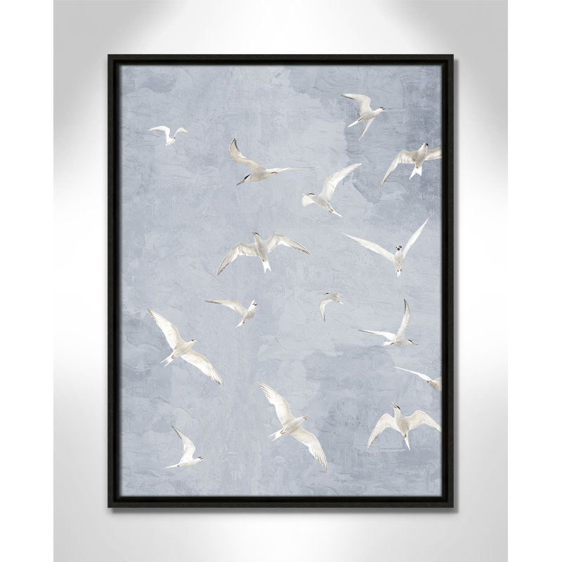 «Flight Flight», impression grise par Kimberly Allen, L 19,5 po x H 25,5 po, Flottant espresso