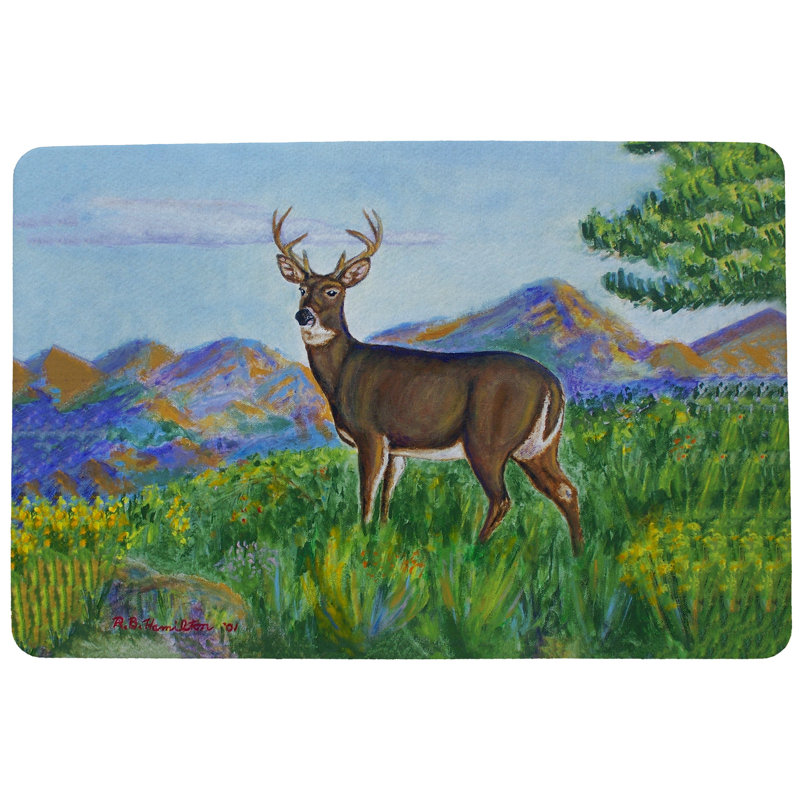 Tapis d'extérieur rectangulaire antidérapant Deer in Mountains, Rectangle 1 pi 6 po x 2 pi 2 po