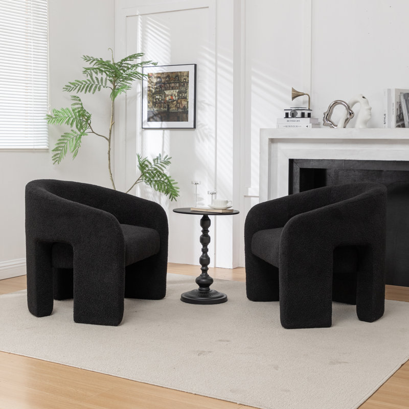 Amala Upholstered Barrel Chair, Black