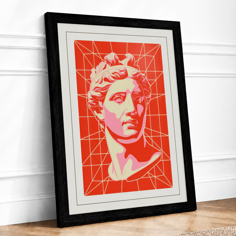 Profile in Red Retro - Framed Print, Black, A4 - 29.7 x 21.0 cm