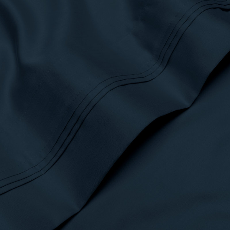 Ensemble de draps en coton 1000 fils Blue Nile Mills, Bleu marine, Grand lit