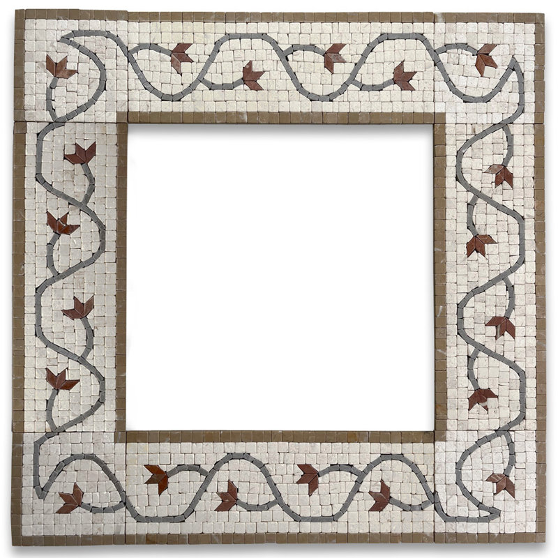6" x 18" Marble Mosaic Wall & Floor Tile, Gray/Red