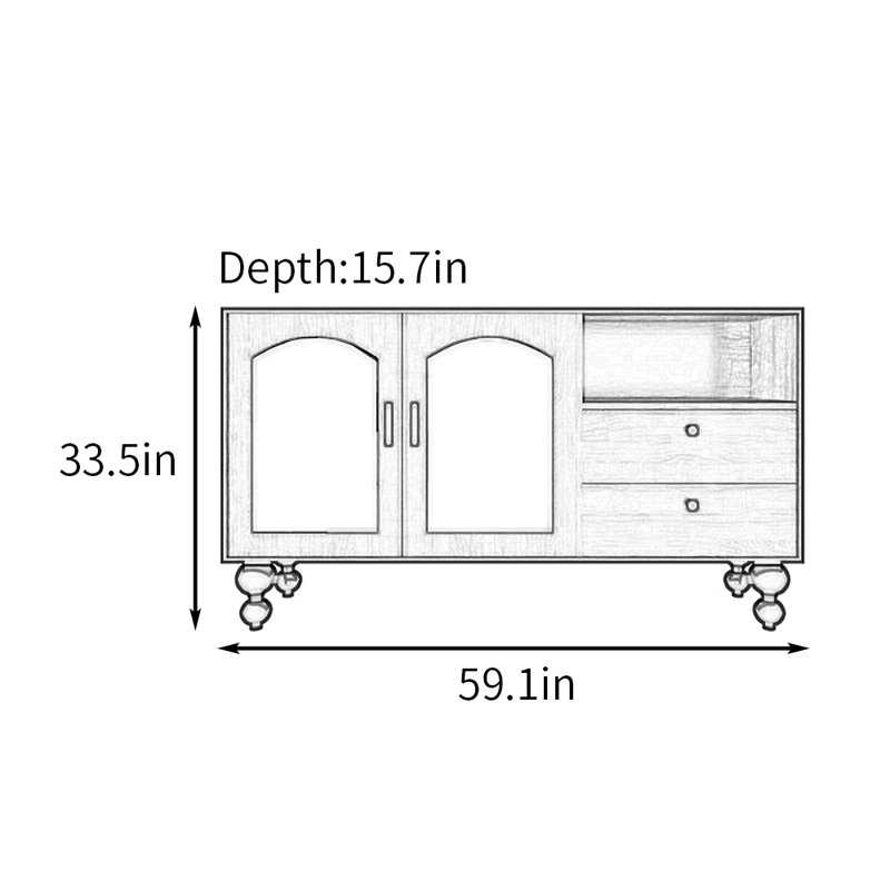 59.1in Large Capacity Sideboard Buffet, Black
