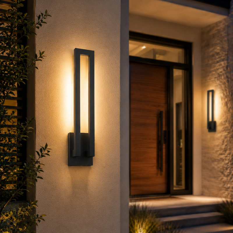 Dimmable Modern Outdoor LED Wall Sconce, 18" H x 6.89" W x 4" D