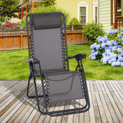 Vallecito Zero Gravity Chair Outdoor Folding Reclining Sun Lounger Grey
