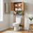 Over The Toilet Storage Cabinet with Double Vented Doors and Open Shelf, Brown and Gray - Elements Collection