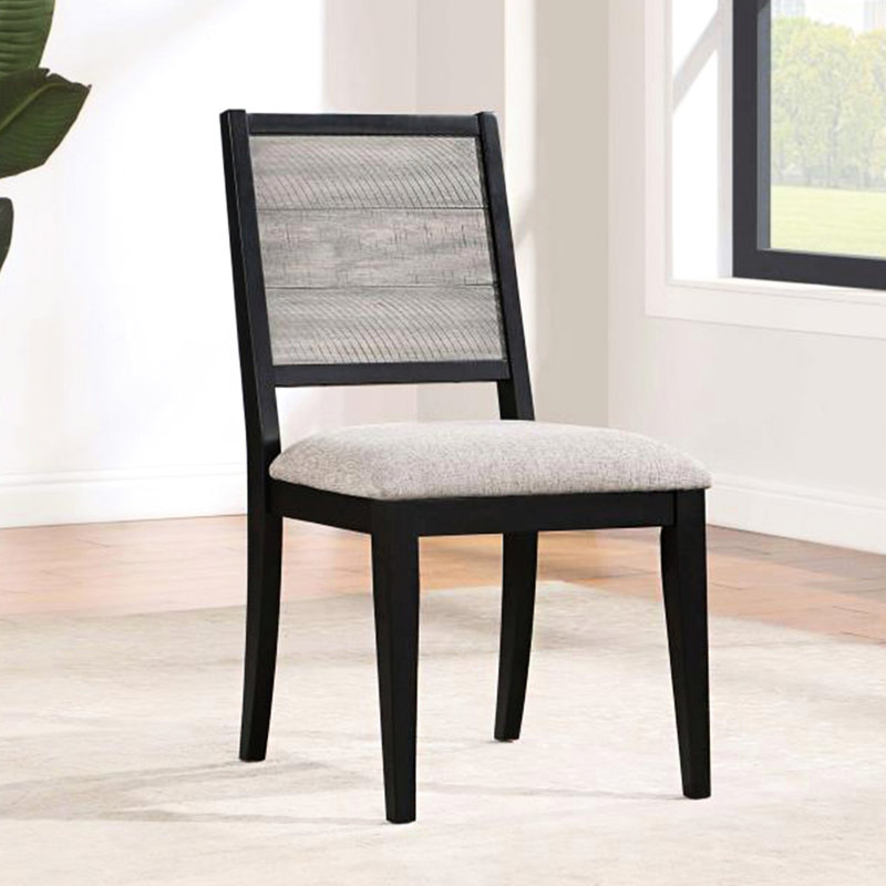 2 chaises de salle à manger avec revêtement gris et noir - assise en contreplaqué de 19 po de hauteur pour une maison de 2 rembourrées et noires, base solide, assise de 19 po, matériau, pièce rectangulaire